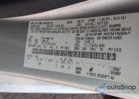 2014 Ford Fiesta Se z USA, uszkodzony, nr VIN 3FADP4BJ0EM150680